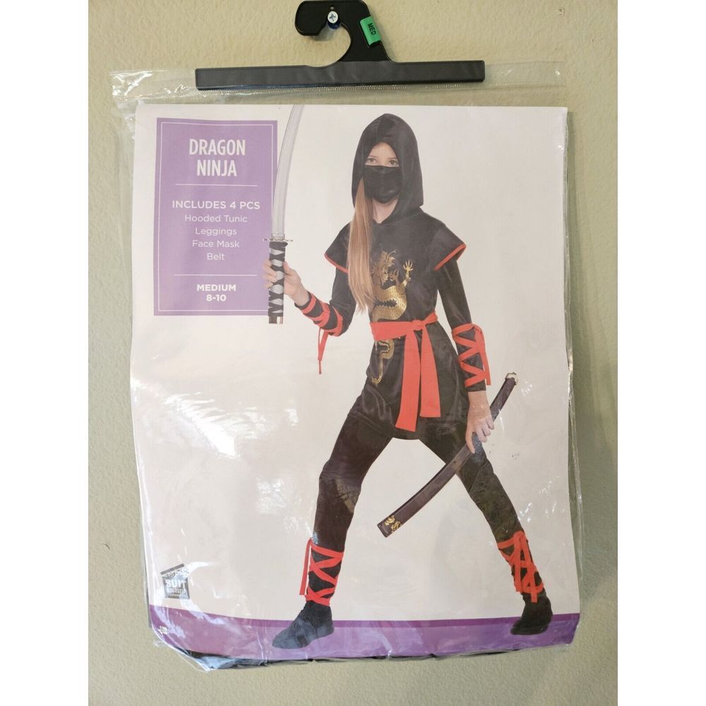 Ninja Dragon Red‎ Halloween Costume Dress Up Size Child Medium 8-10 Years